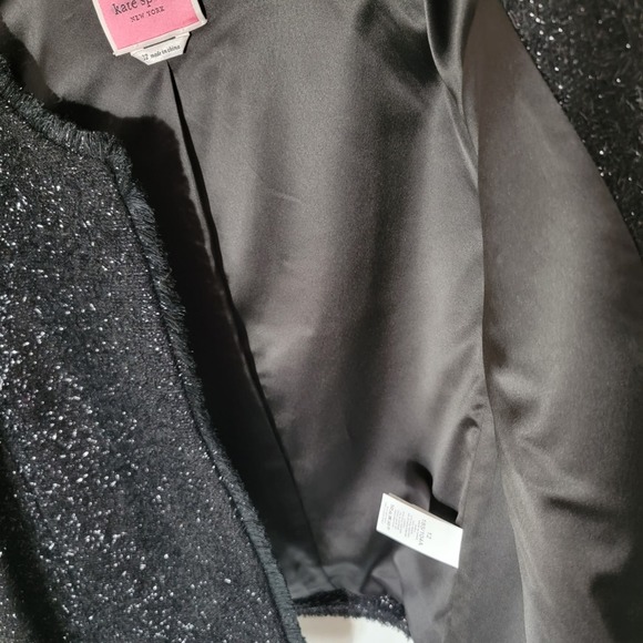Kate Spade Tinsel Fringe Edge Open Blazer 12 Black NWOT - Picture 4 of 8